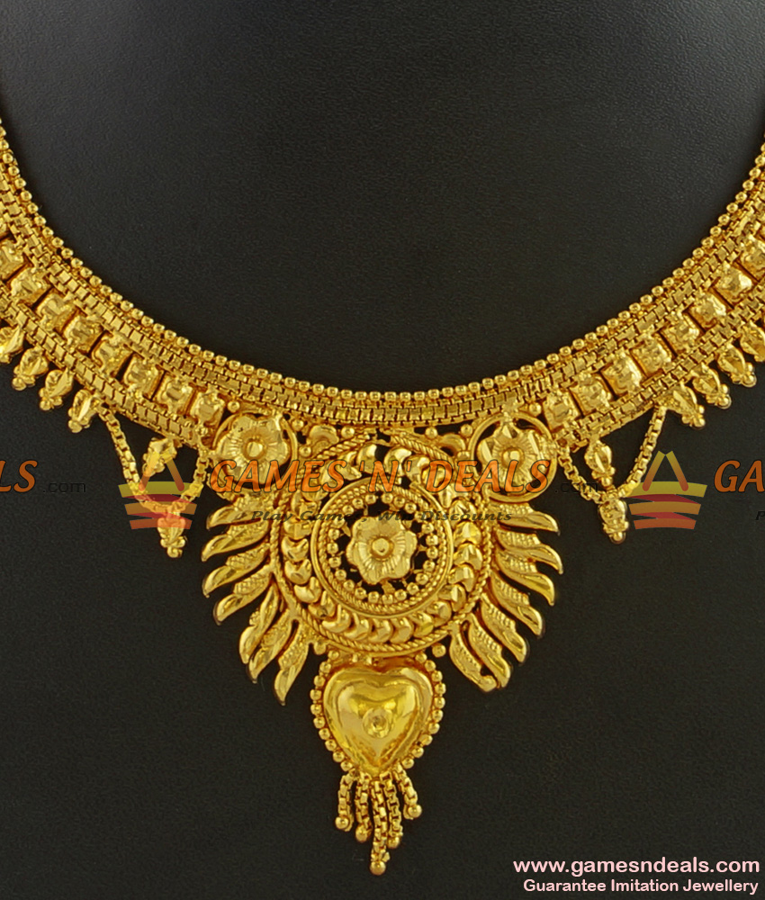 Nckn277 Gold Plated Guarantee Necklace Traditional Calcutta Choker Design